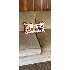Christmas Believe Lumbar Pillow Covers 12x20" Christmas Decor Red Green
